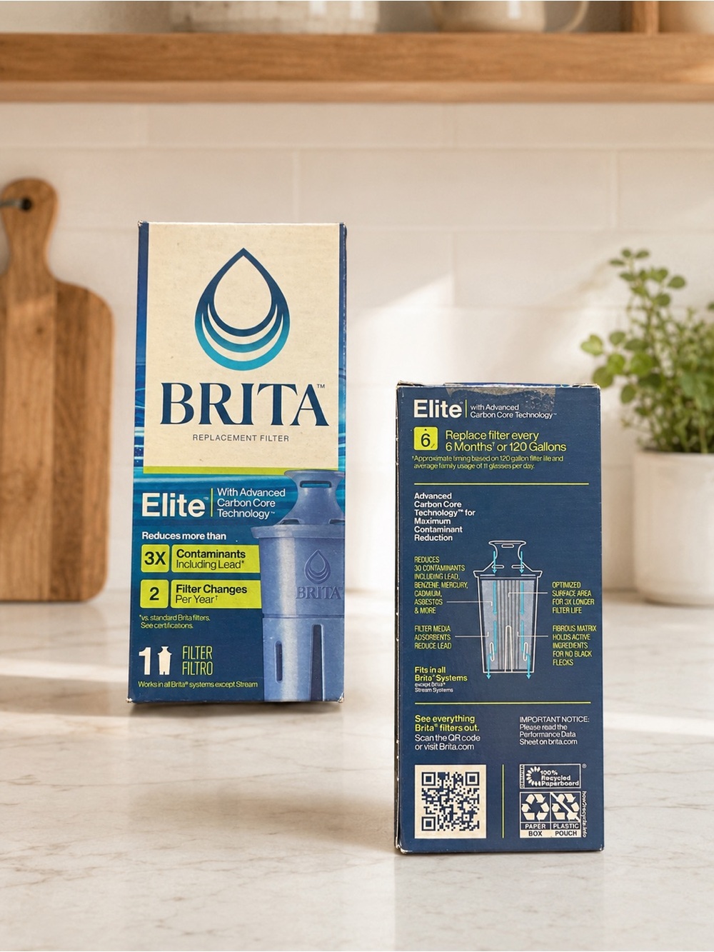 Brita Elite Replacement Water Filters OB06 Lot of 2 Advanced Carbon Core
